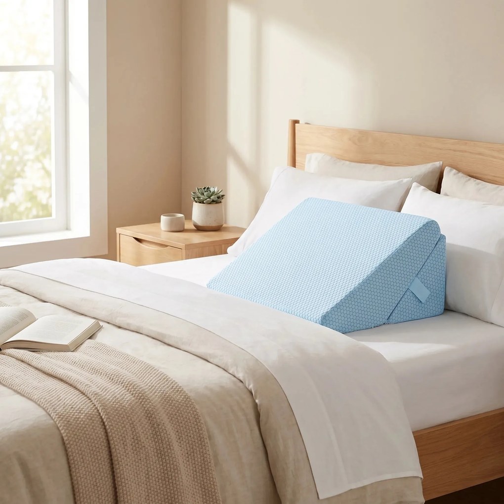 Resigilat: Perna multifunctionala 7-in-1 memory foam pliabila, Albastru deschis
