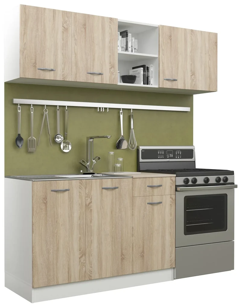 Set Bucatarie haaus Kara, Stejar Sonoma/Alb, L 180 cm