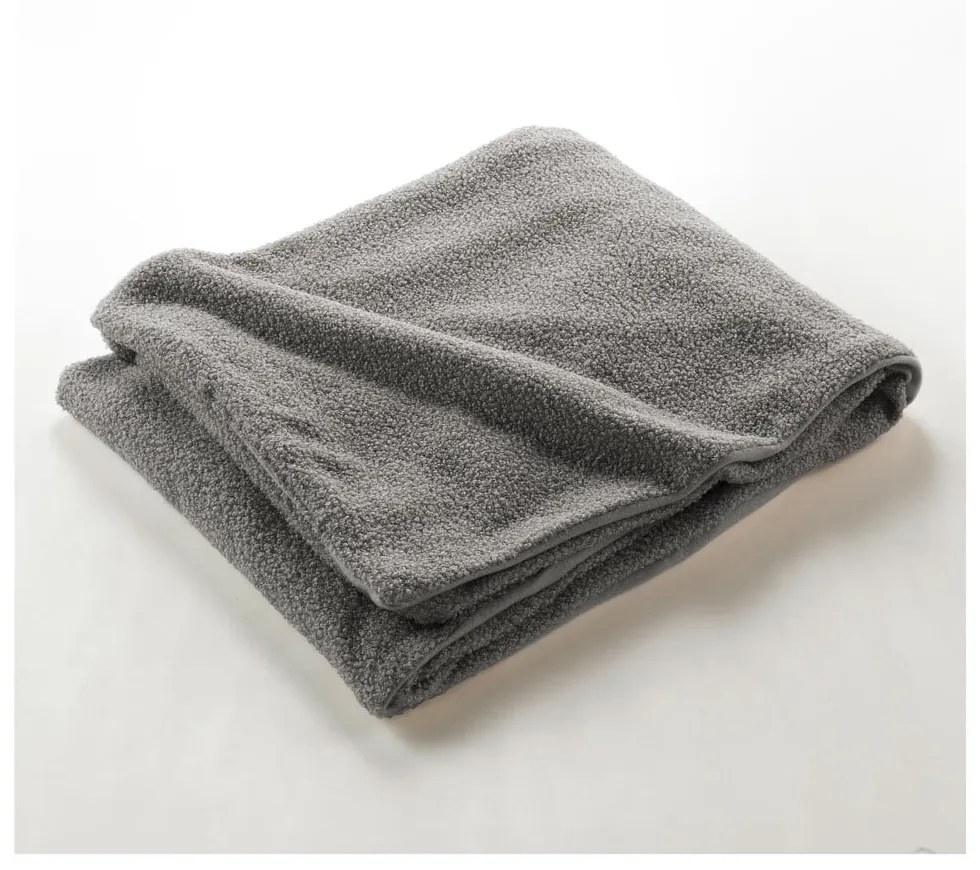 Pătură gri din polar/fleece 180x220 cm Curly Wooly – douceur d'intérieur