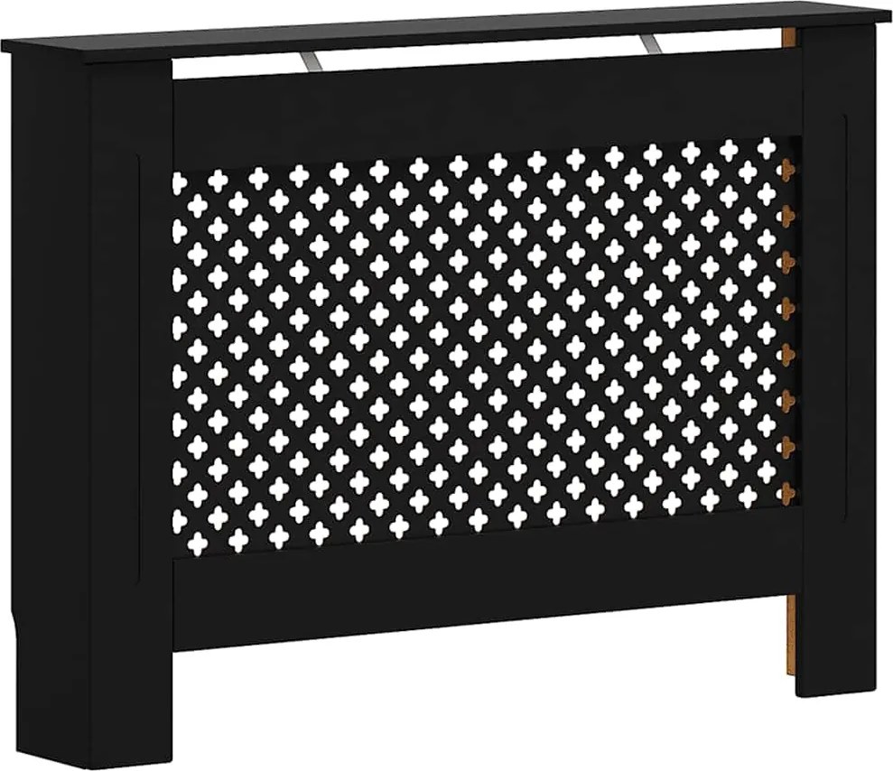 vidaXL Mască pentru calorifer, negru, 112 x 19 x 81,5 cm, MDF