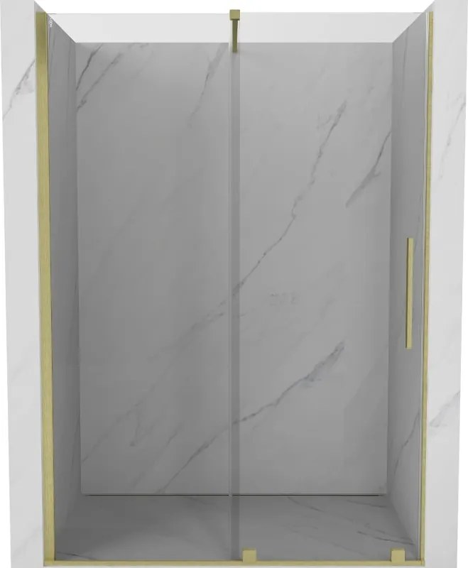 Mexen Velar uși de duș glisante 140 cm, transparente, aurii periate - 871-140-000-01-55