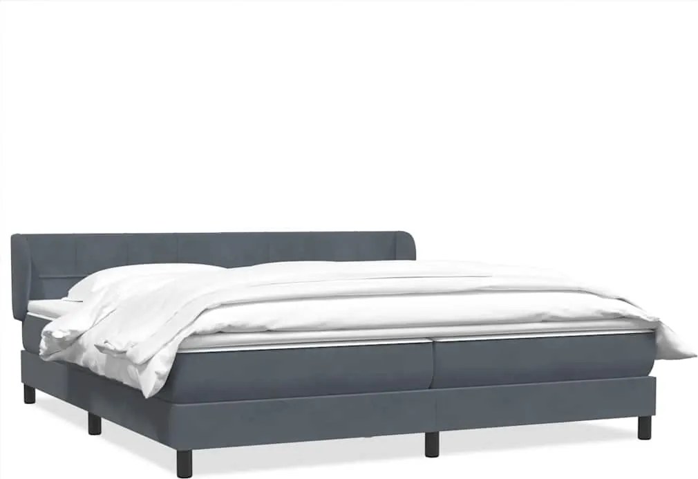 vidaXL Pat cu arcuri cu saltele gri închis 180x210 cm catifea