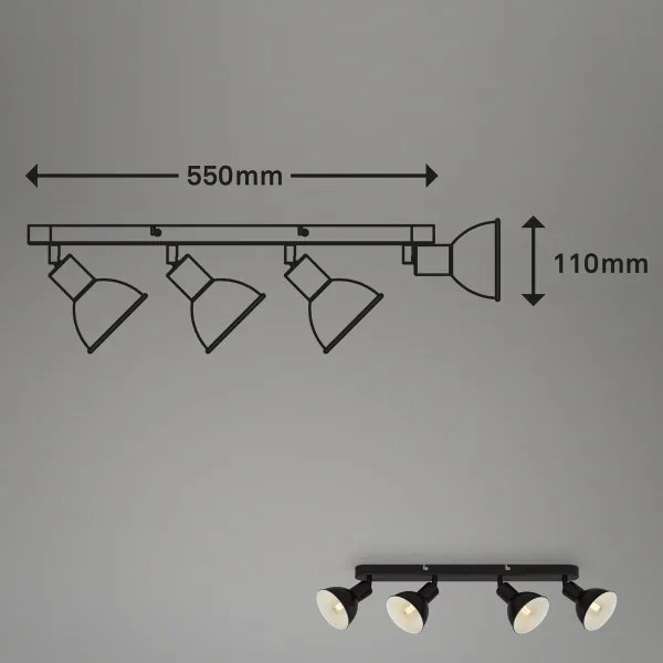 Spot Brilo RETRO 4xE14/25W/230V negru