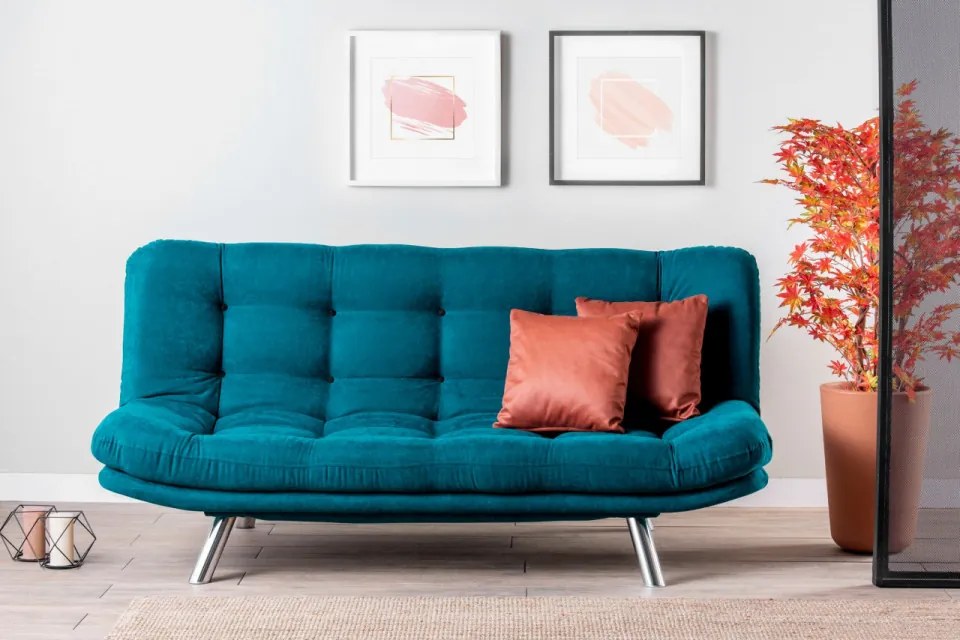 Canapea Extensibilă cu 3 Locuri Misa Sofabed, Verde Petrol