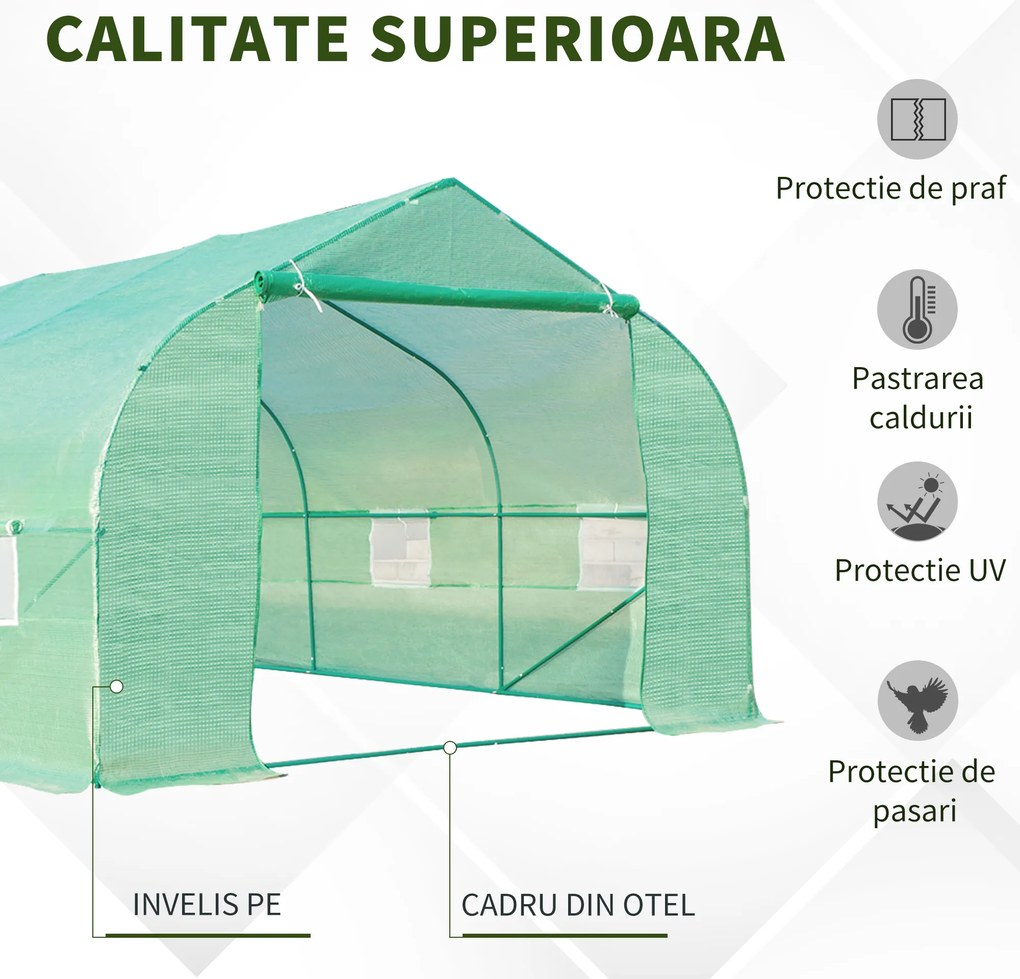 Outsunny Sera Gradina Verde Pentru Legume 6x3x2 | Aosom Romania