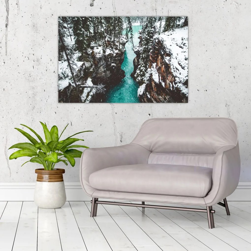 Tablou - râul de munte iarna (90x60 cm)