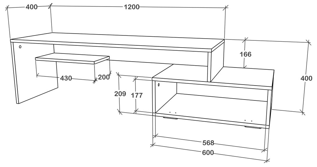 Comoda haaus Deli, Antracit/Alb, 120 x 40 x 40 cm