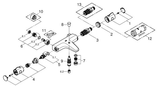 GROHE 34754000 - Baterie termostatică pentru cadă GROHTHERM 800 DN 15 crom lucios