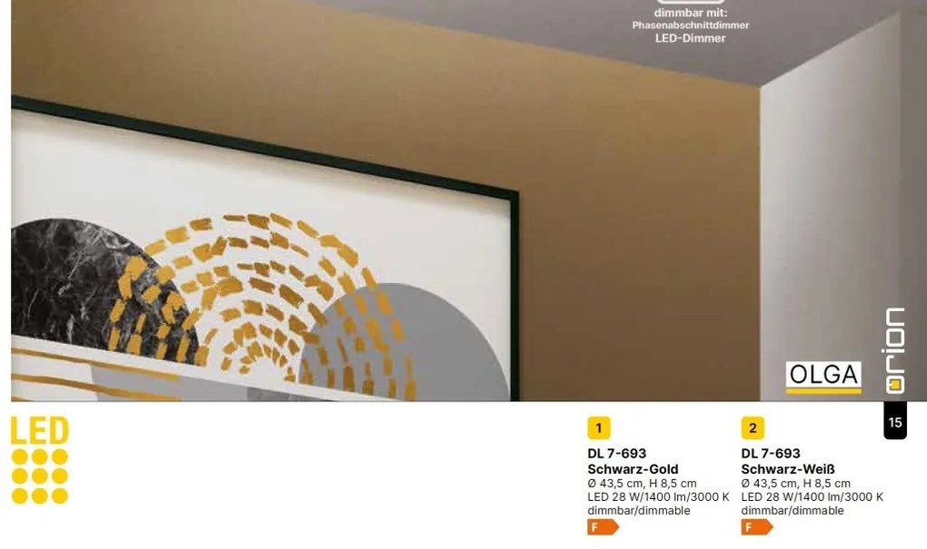 Plafoniera LED moderna design circular OLGA negru/alb