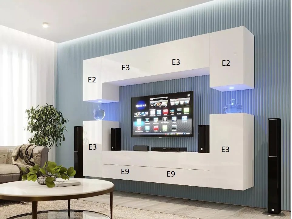 Mobilier living Berny 69 (alb + Alb lucios). 1087200