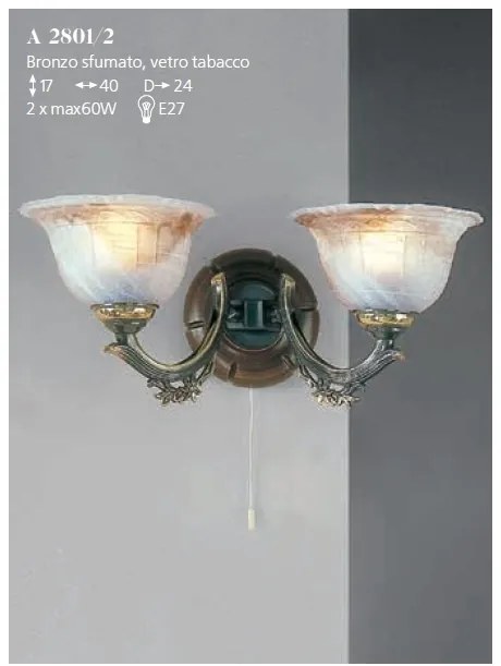 Aplica de perete rustica design italian din alama cu lemn 2801