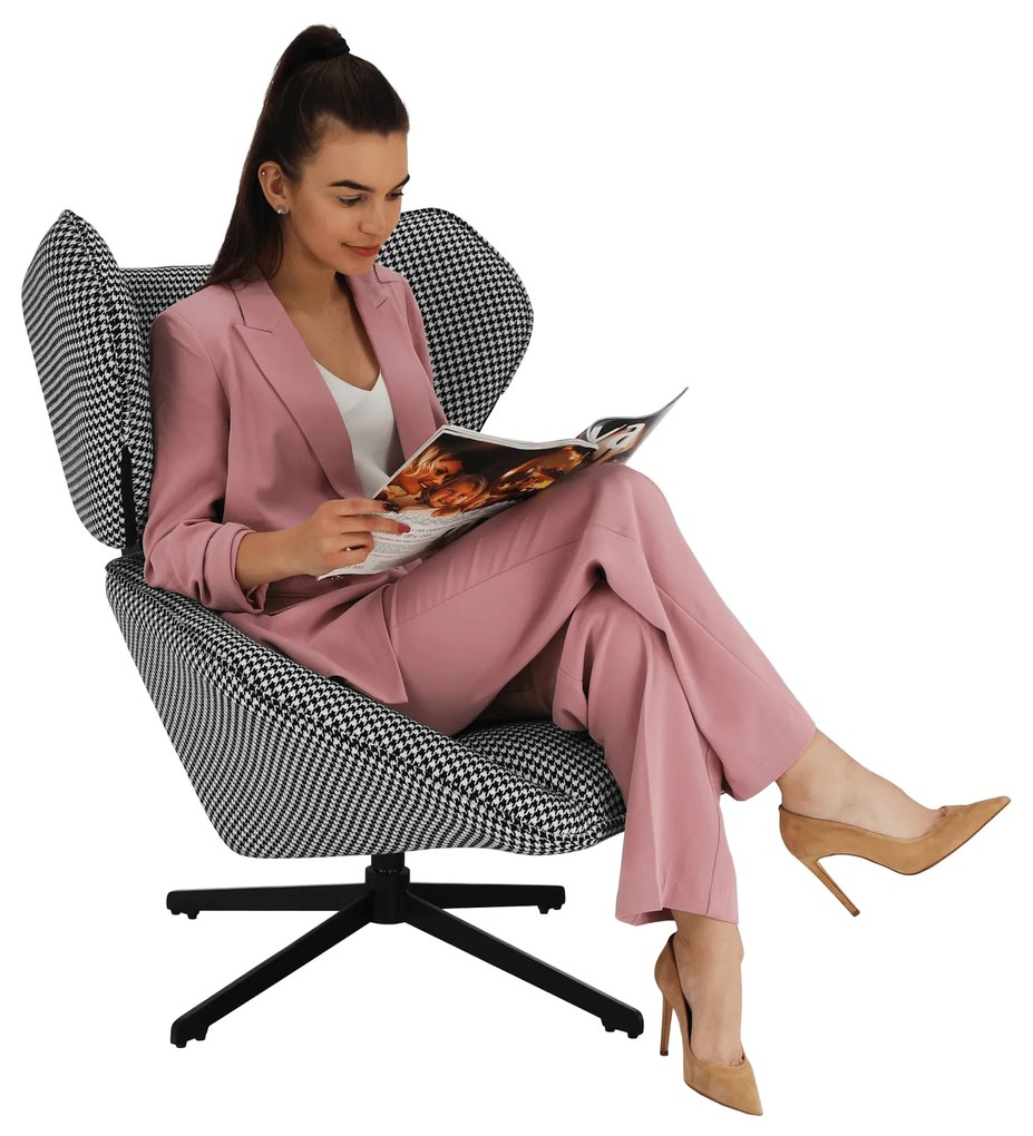 Scaun pivotant de lux, cu model / negru, KAILAN