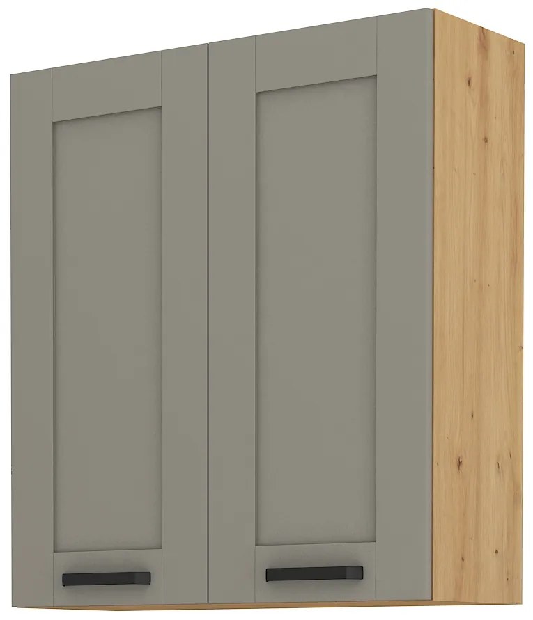 Dulap superior de bucătărie, două uși Lucid 80 G 90 2F (Stejar artisan + claygrey). 1045504