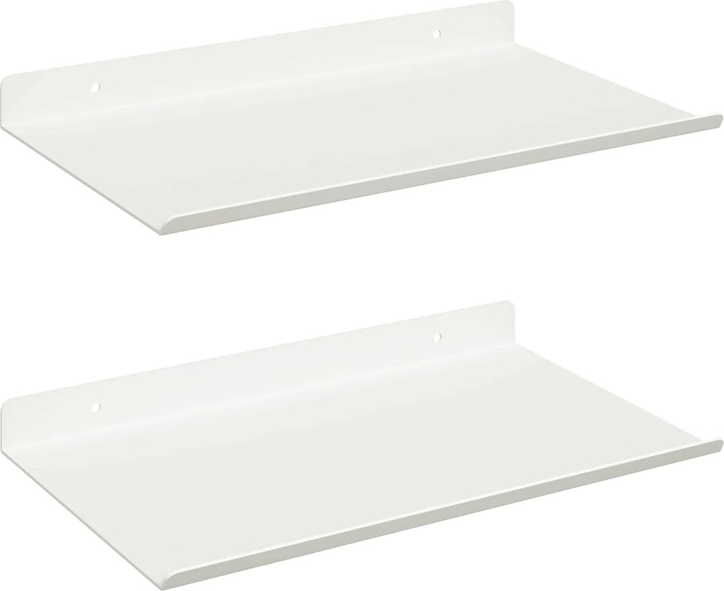 vidaXL Raft suspendat Pe perete 2 pcs Alb 30 x 18 x 2,5 cm Oțel