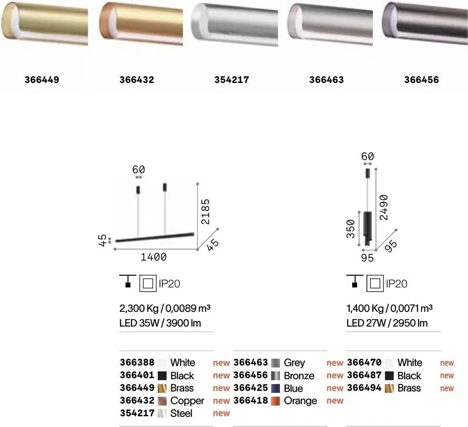 Lustra LED suspendata liniara DORICA SP1 D45 GRIGIO