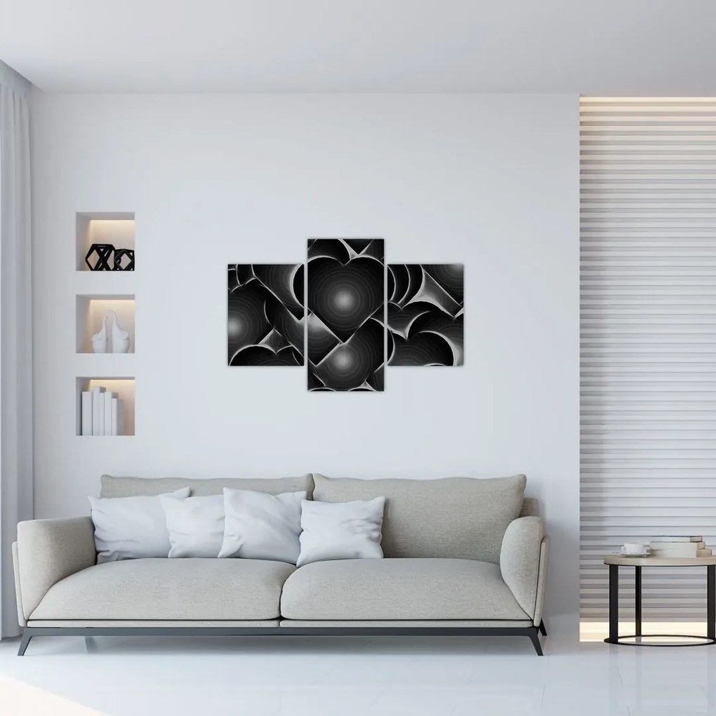 Tablou cu inimile alb - negre (90x60 cm)
