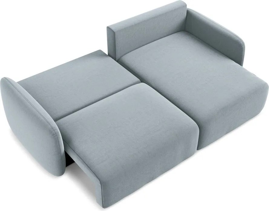 Colțar albastru extensibil/cu spațiu de depozitare cu tapițerie din catifea (cu colț pe partea dreaptă/cu șezlong) Kalena – Makamii