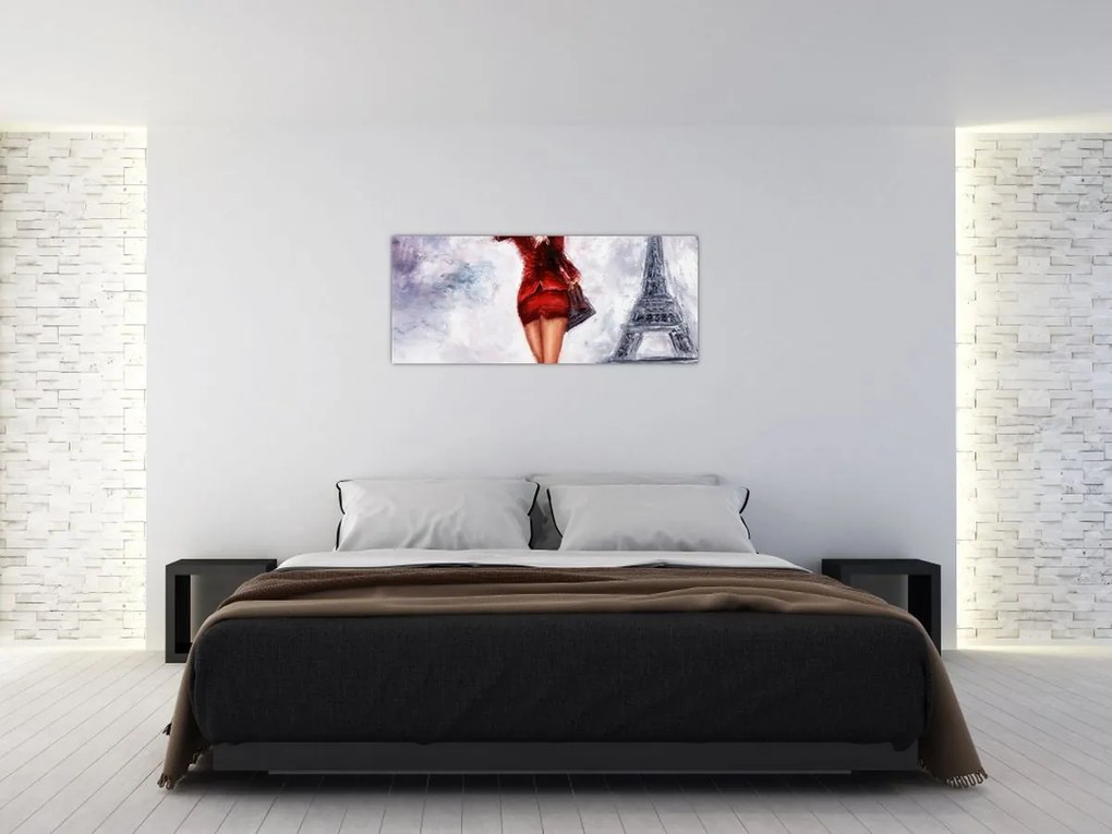 Tablou - Femeie și Turnul Eiffel (120x50 cm)
