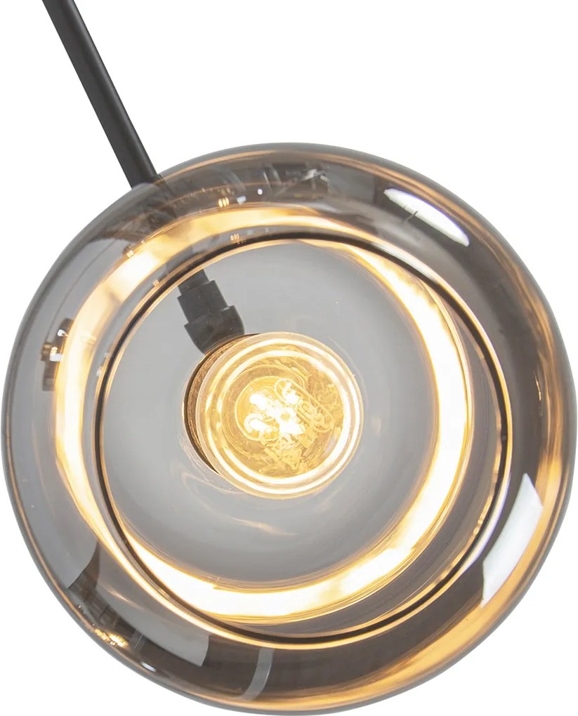 Lampa de podea neagră cu auriu cu sticlă fumurie cu 5 lumini - Zuzanna