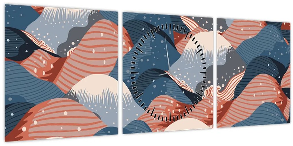 Tablou - Valuri japoneze (cu ceas) (90x30 cm)