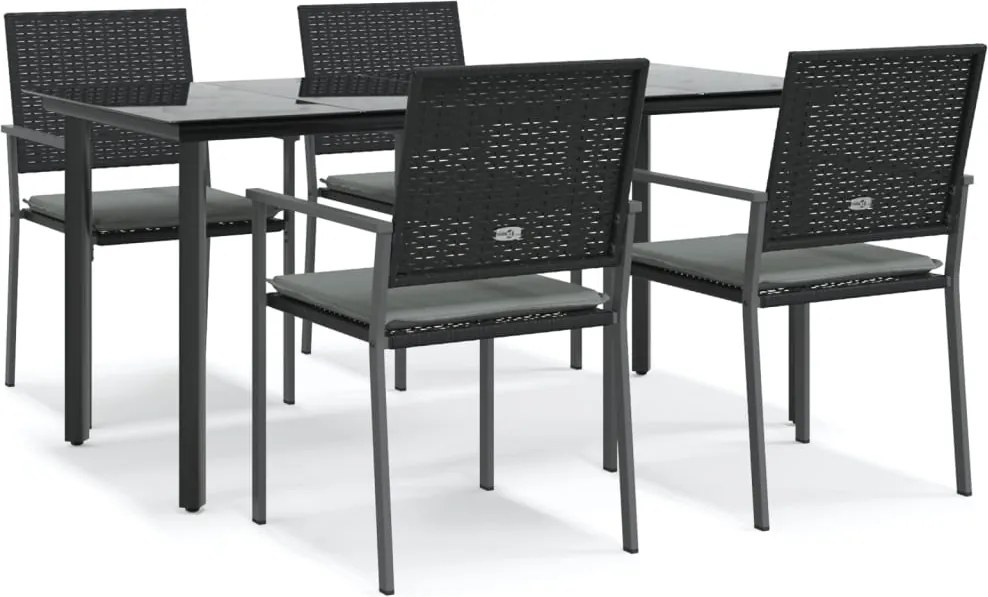 vidaXL Set mobilier de grădină cu perne, 5 piese, poliratan și oțel