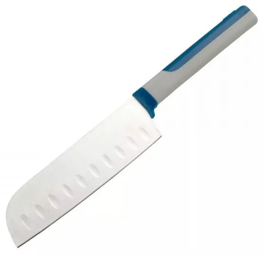 Cutit Santoku Tasty 678243, Maner moale, 13 cm, Otel inoxidabil, Albastru