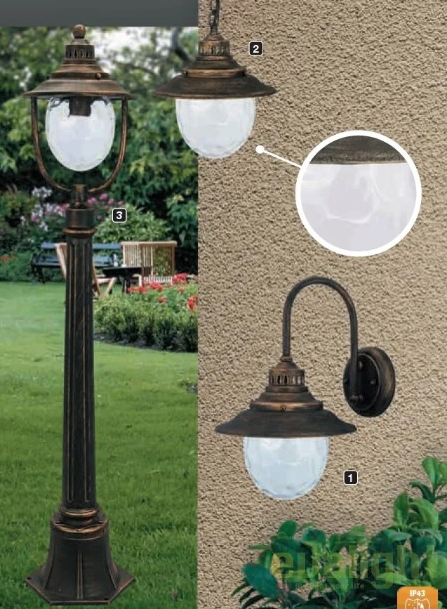 Aplica de perete pentru exterior cu protectie IP43 Barcelona 8677 RX