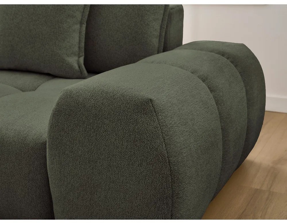 Colțar verde extensibil/cu spațiu de depozitare cu tapițerie din chenille (cu colț pe partea stângă/cu șezlong) Everest – Bobochic Paris