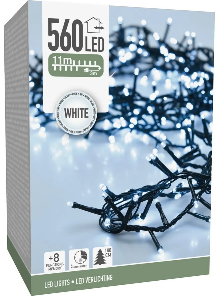 Instalație luminoasă de Crăciun pentru exteriorLED Twinkle alb rece, 560x LED, 11 m, 11 m