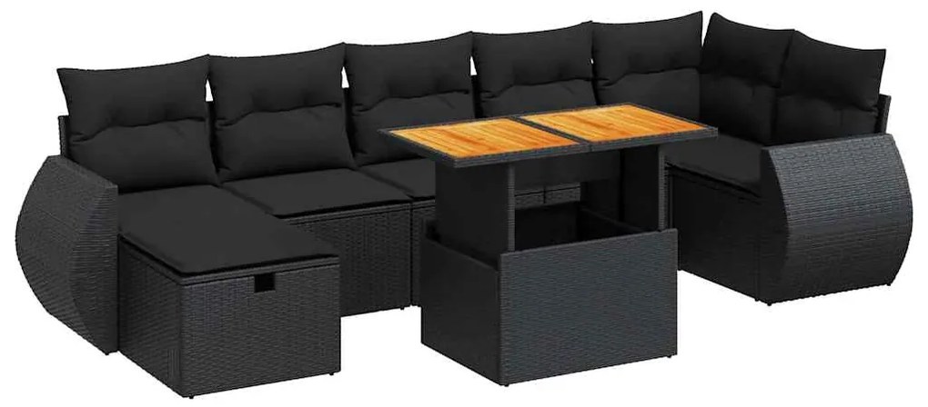 3328063 vidaXL Set mobilier de grădină cu perne, 5 piese,poliratan/lemn acacia