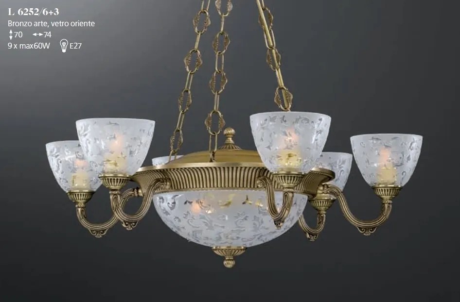 Candelabru din alama 6 brate design italian 9L 6252