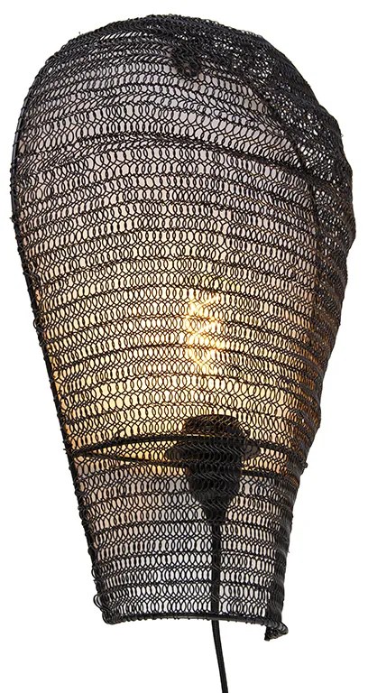 Lampă de perete orientală neagră 45 cm - Nidum