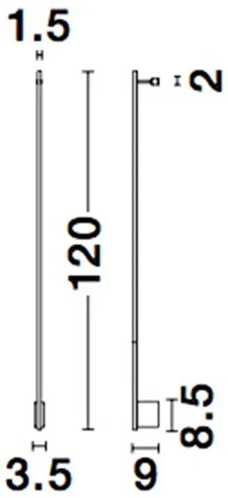 Aplica de perete LED design liniar GROPIUS negru, L-120cm, H-9cm