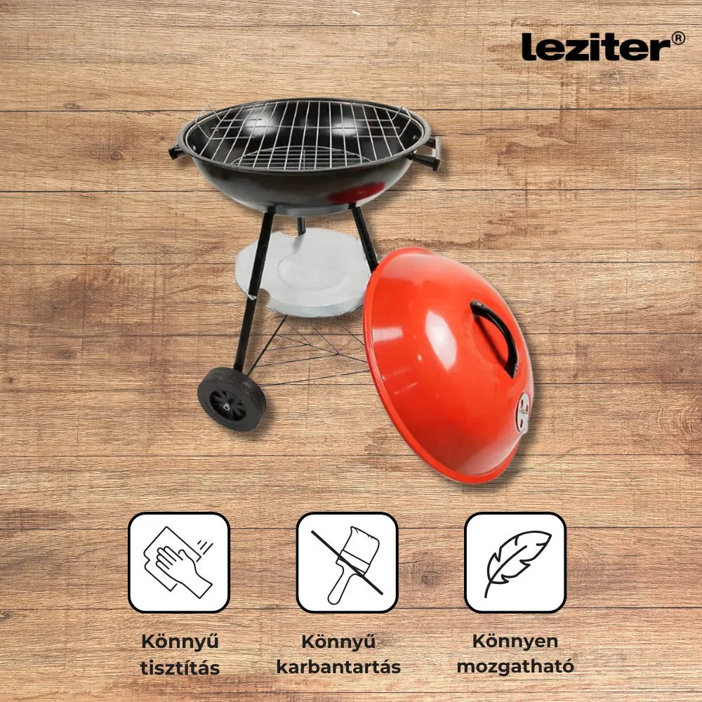 Grătar de grădină cu bilă pe cărbune și roți