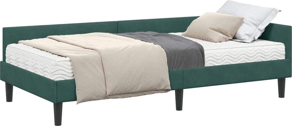 vidaXL Cadru de pat colțar cu saltea Altele Manual 2 pcs Verde Catifea