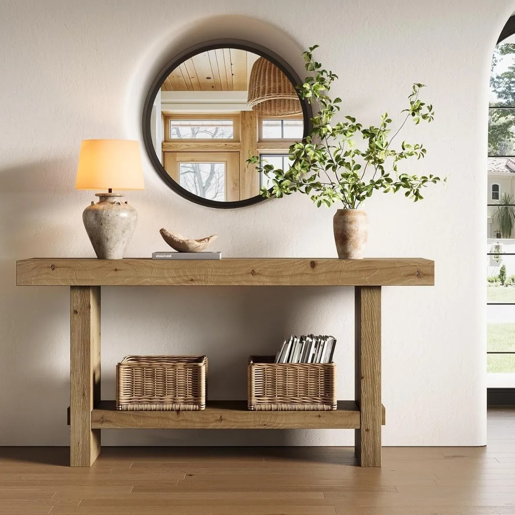 MAM20 - Masa Consola din Lemn, 160 cm, masuta hol, living, dining, dormitor - Maro