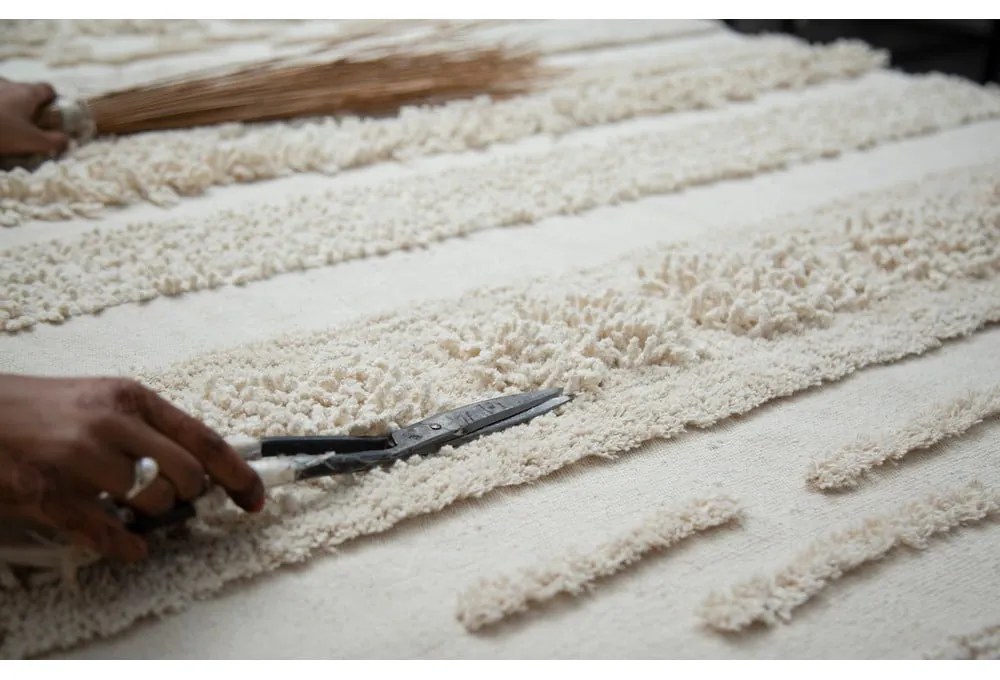 Covor gri deschis/crem lavabil/țesut manual din bumbac 170x240 cm Air Natural – Lorena Canals