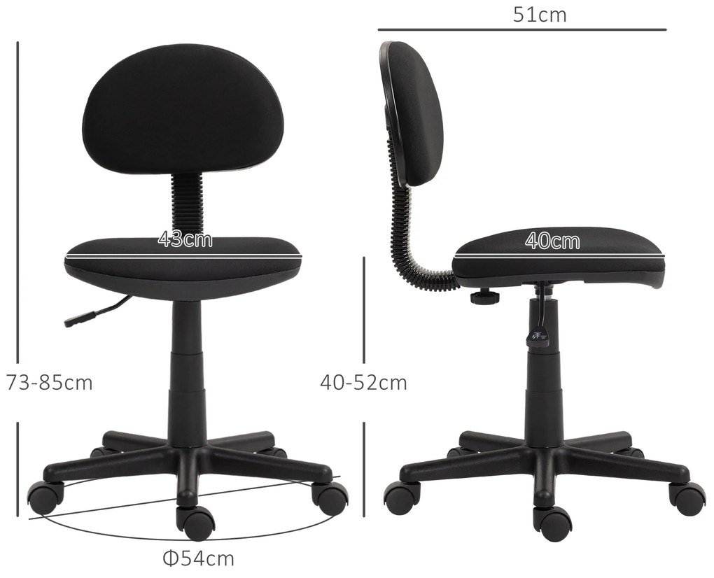 HOMCOM Scaun de Birou Rotativ cu Înălțime Reglabilă din Material Elastic, Negru | Aosom Romania