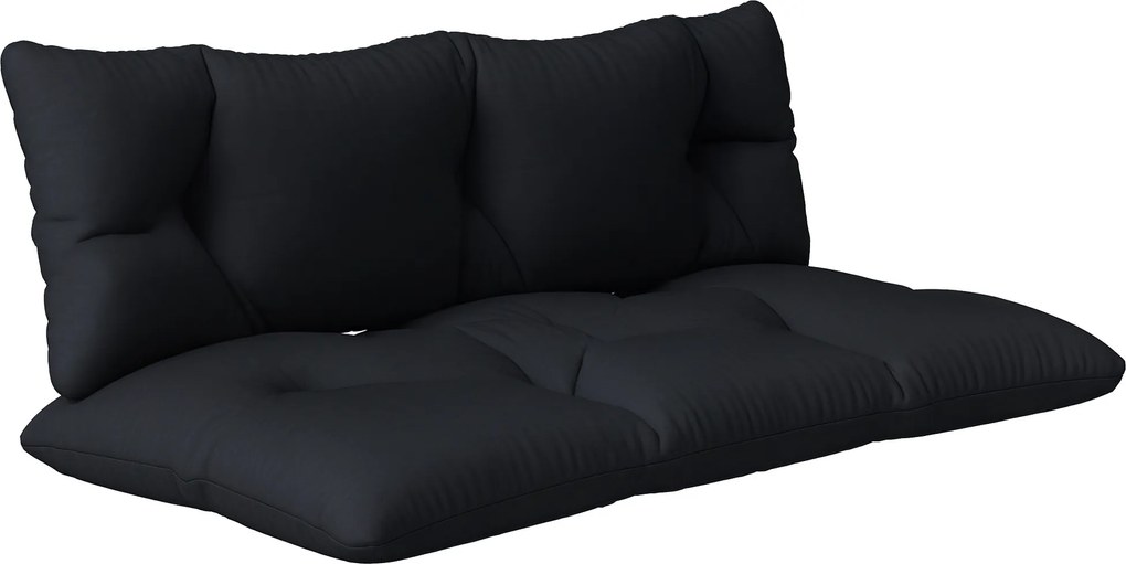 Outsunny Perne pentru Sezut si Spatar de Exterior pentru Paleti, Set de 2 Perne Hidrofobe, Confortabile, Negru | Aosom Romania