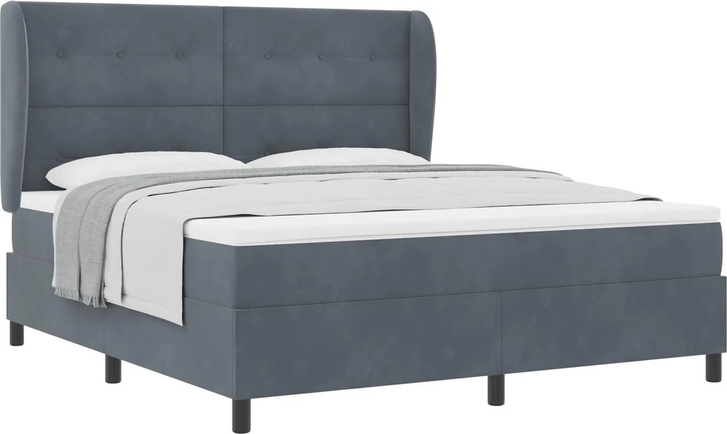 vidaXL Pat cu arcuri cu saltea Gri închis 200 x 180 cm Catifea