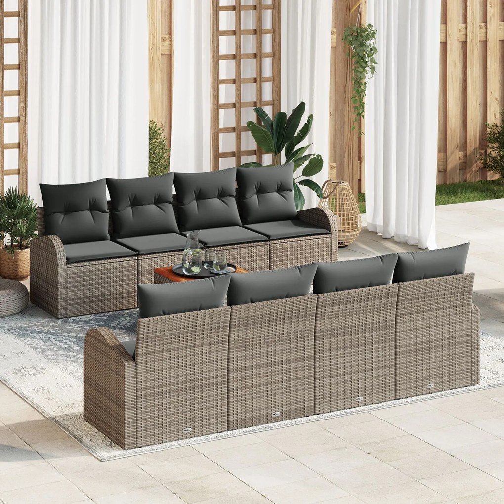 vidaXL Set de Canapea de Grădină cu Perne Gri din Ratan Polimer Acacia