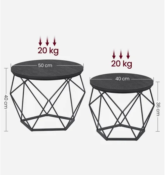 Set 2 mese de cafea TALIA, negre