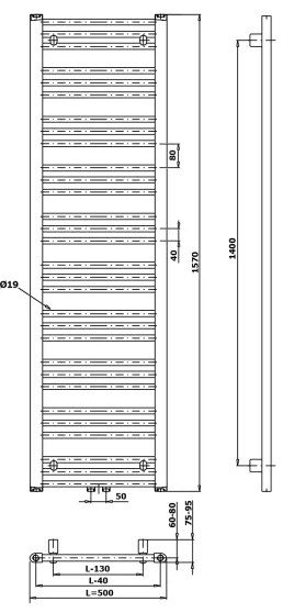 Radiator portprosop de baie Bruckner ALBRECHT 657W/230V 50x157 cm negru mat