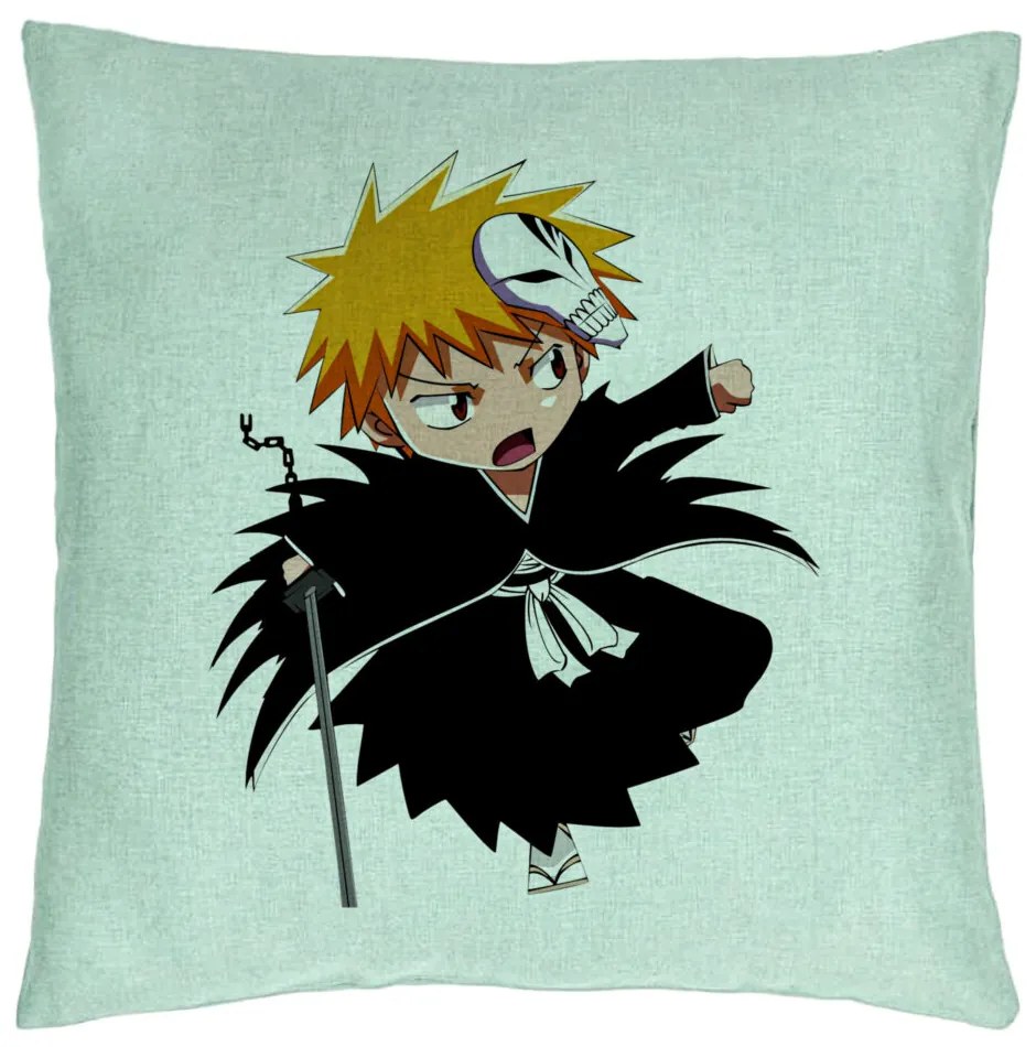 Perna Decorativa cu Bleach Mini Ichigo, 40x40 cm, Verde Menta, Husa Detasabila, Burduf