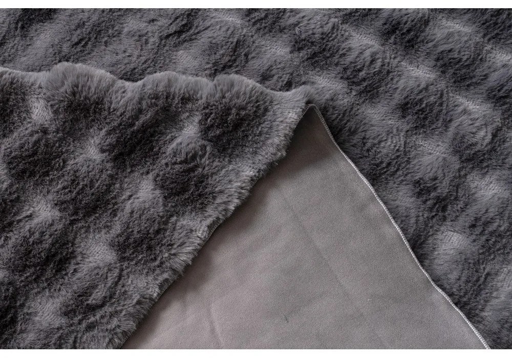 Covor gri antracit lavabil rotund ø 200 cm Bubbly – Oyo Concept