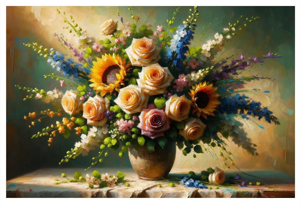 Tablou buchet romantic de flori