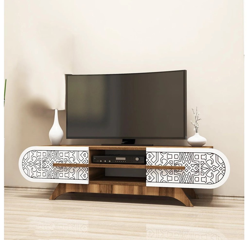 Masă TV/Dulap Mekebu 3 (Nuc + alb) . 1095589