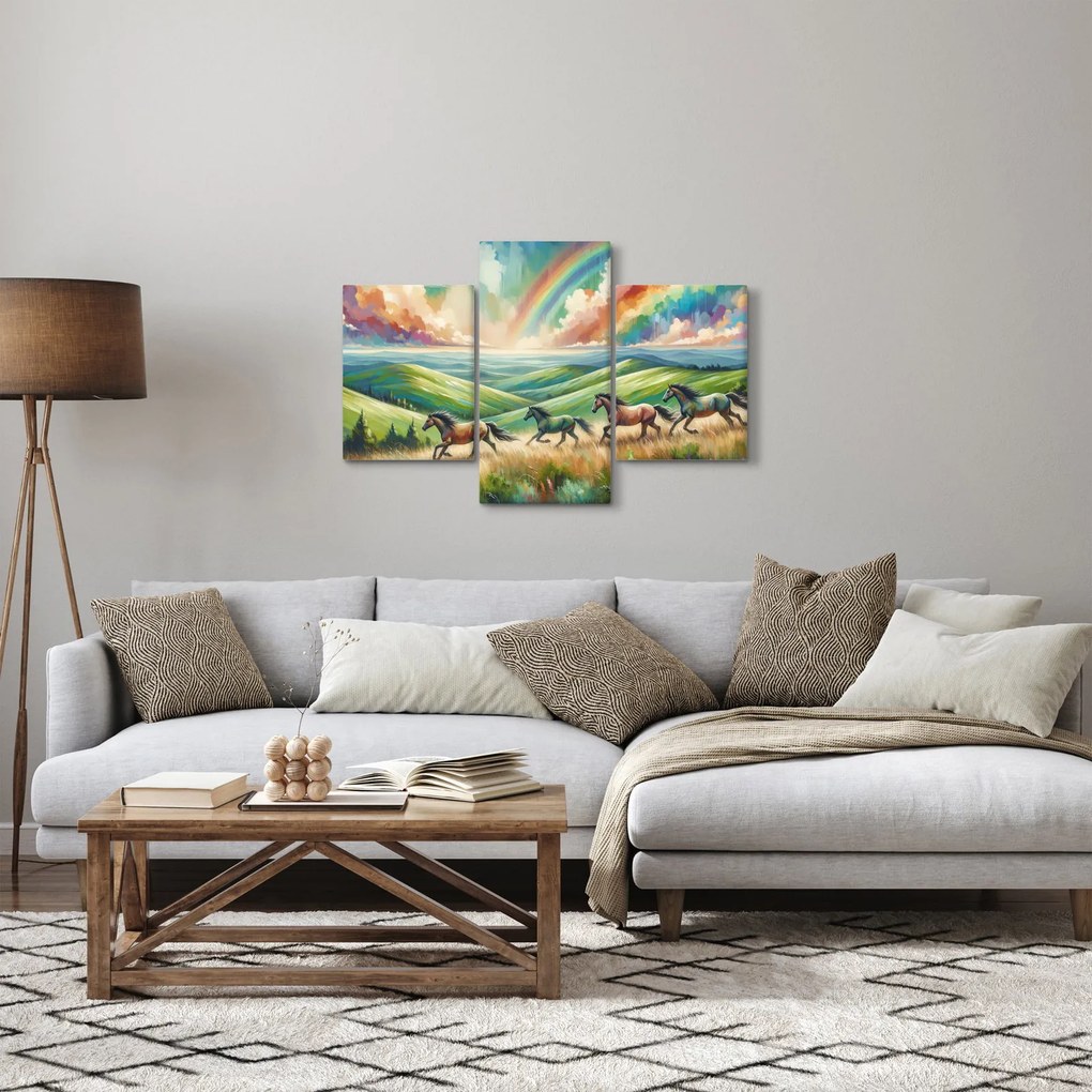 Tablou – Cai galopând prin peisaj (90x60 cm)