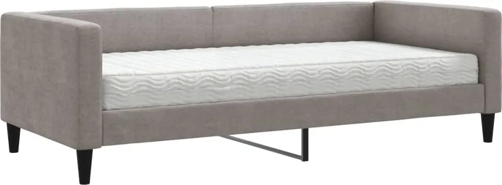 vidaXL Pat de zi cu saltea, gri taupe, 90x200 cm, textil