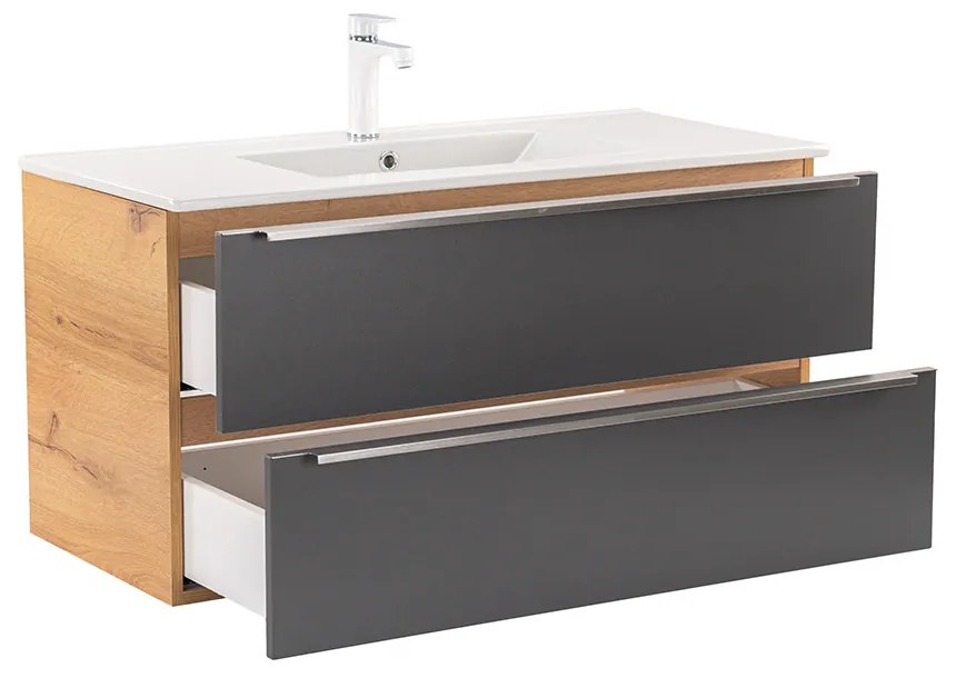 Mobilier complet de baie Vario Trim 100 stejar-antracit